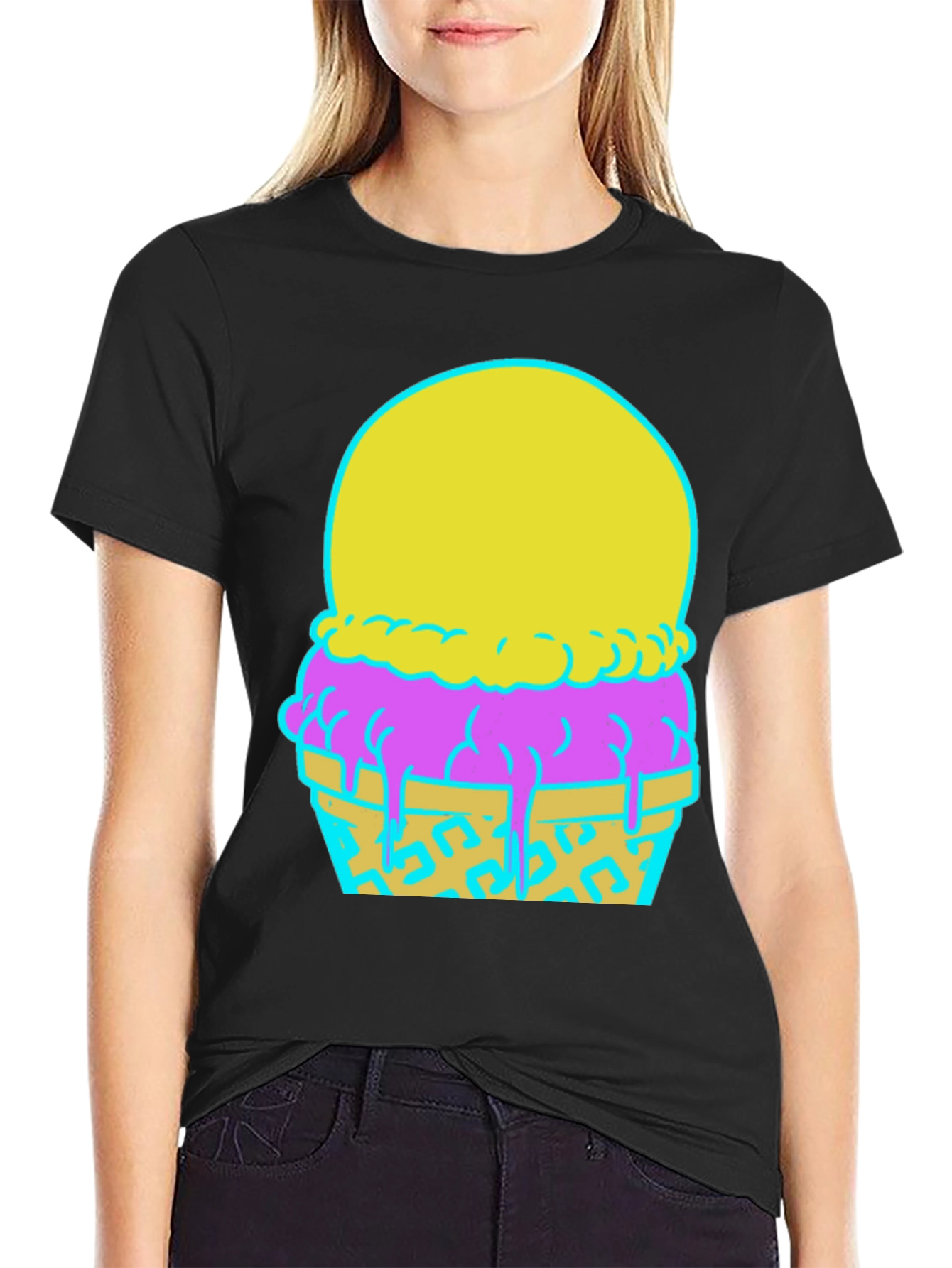 Ice Cream Graphic Tee - Funky Neon Design
