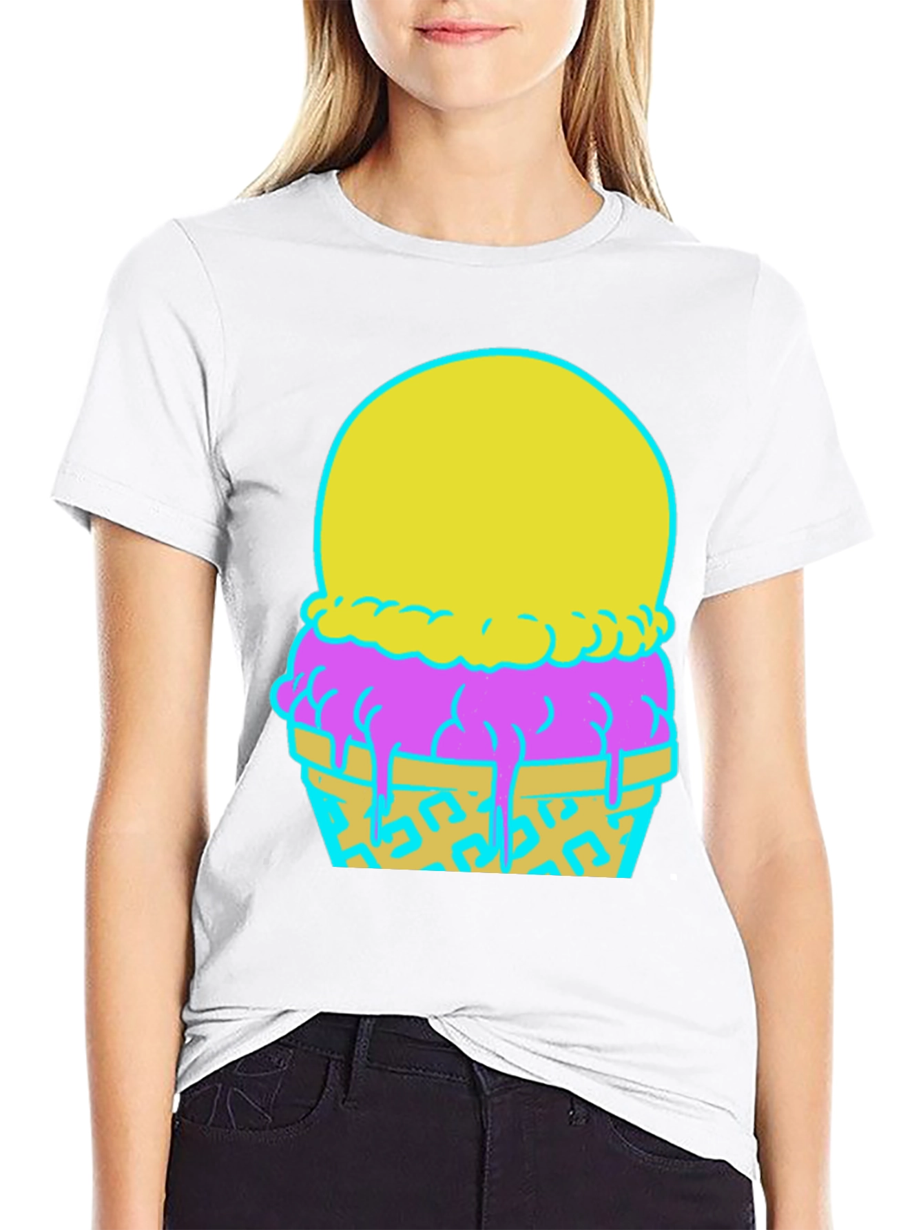 Ice Cream Graphic Tee - Funky Neon Design