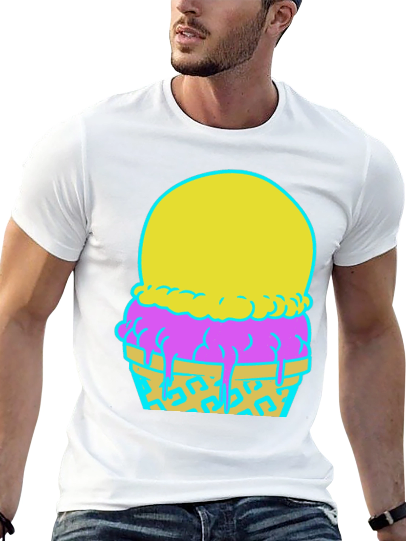 Ice Cream Graphic Tee - Funky Neon Design