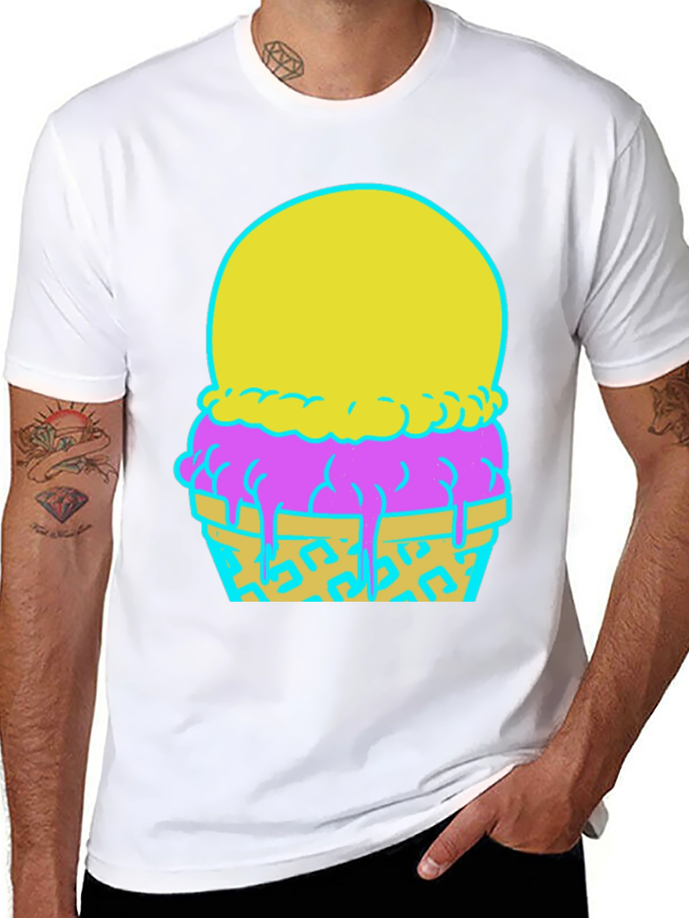 Ice Cream Graphic Tee - Funky Neon Design