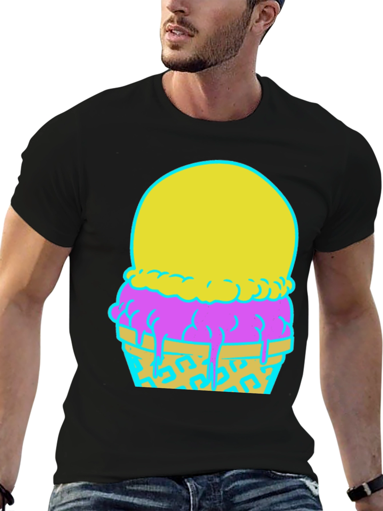 Ice Cream Graphic Tee - Funky Neon Design