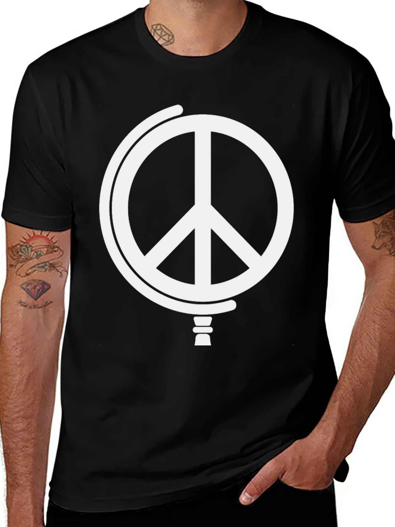 Peace Globe Graphic T-Shirt - Black