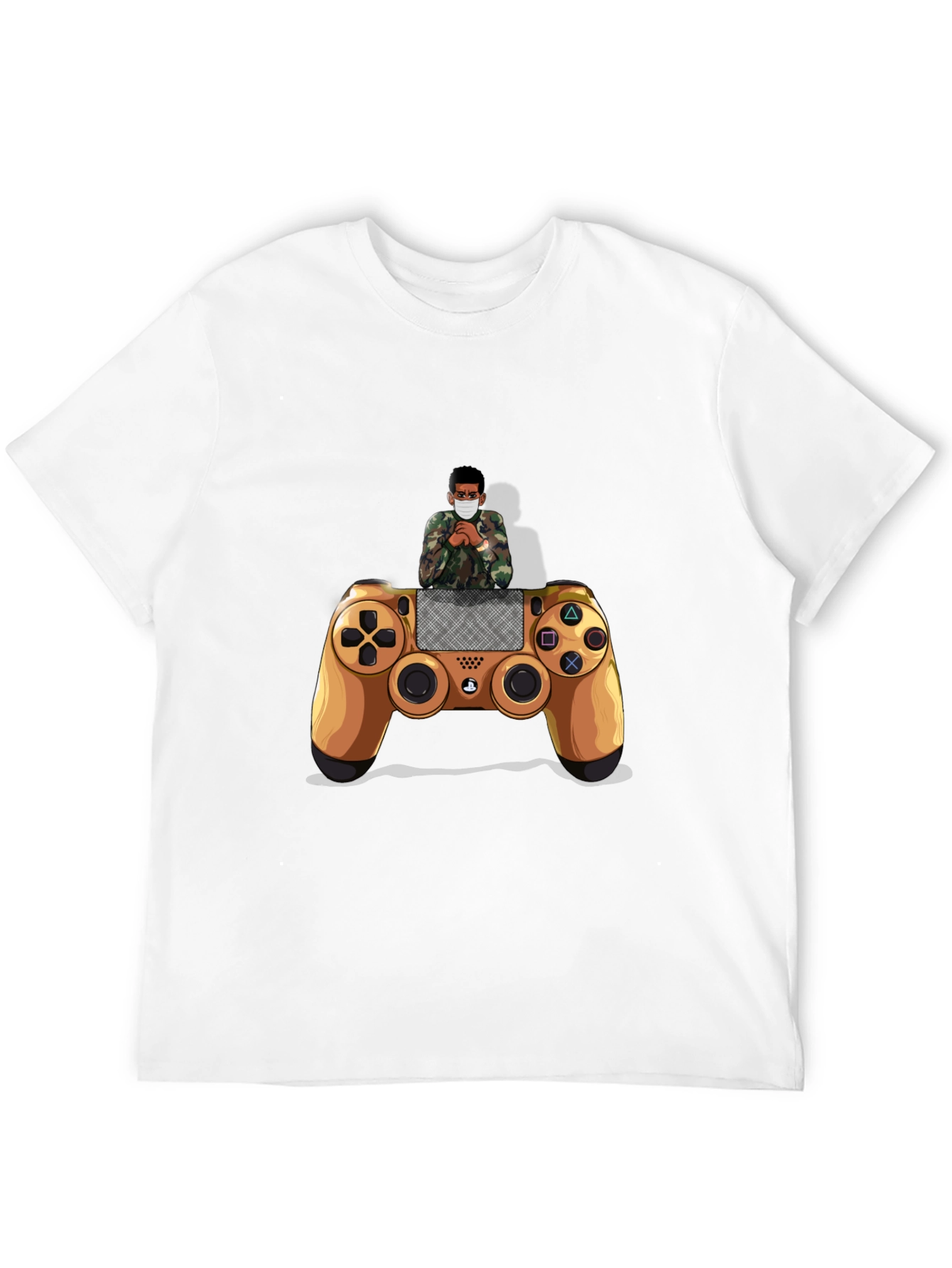 Gamer Style Black T-Shirt with Controller Design