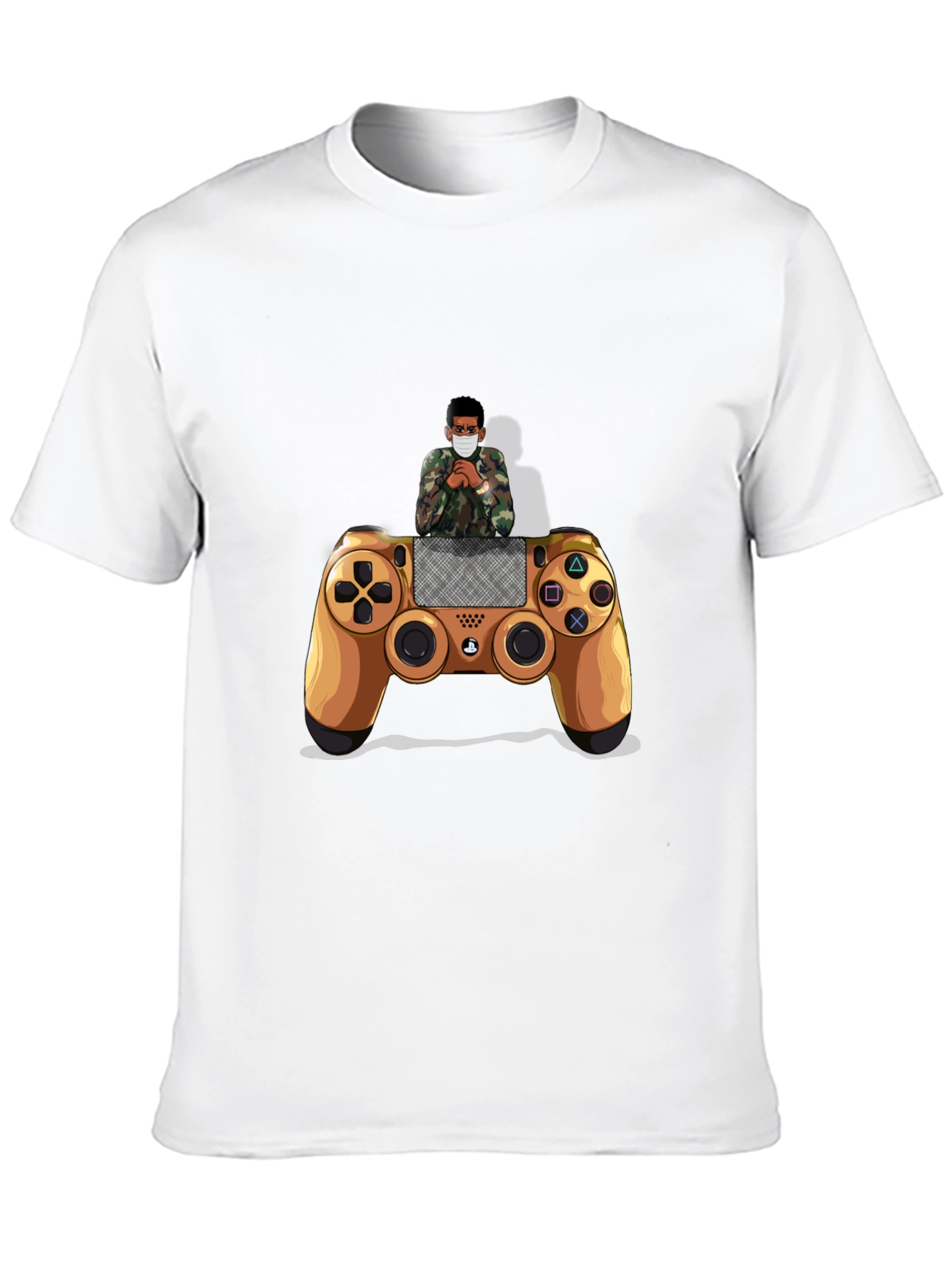 Gamer Style Black T-Shirt with Controller Design