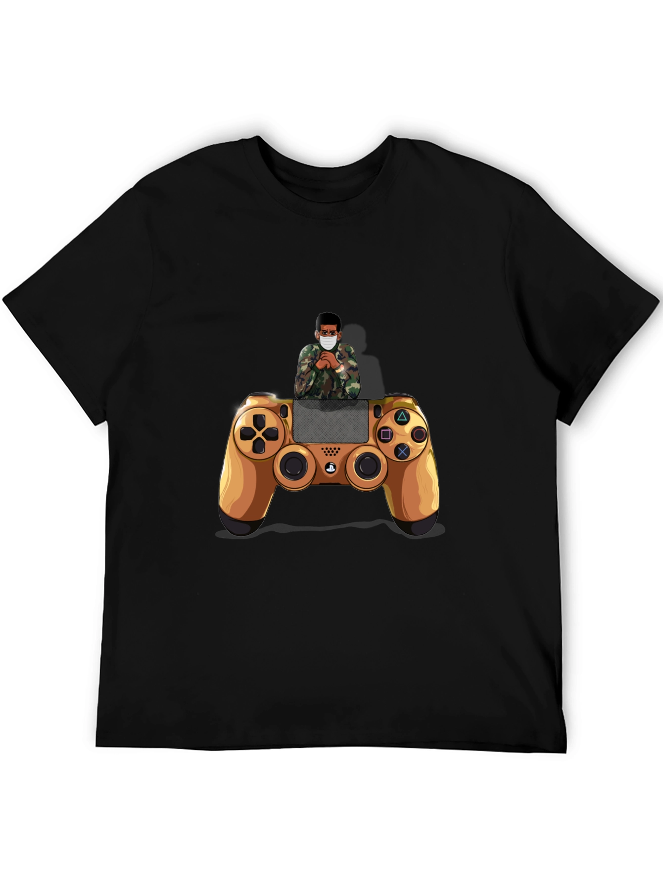 Gamer Style Black T-Shirt with Controller Design
