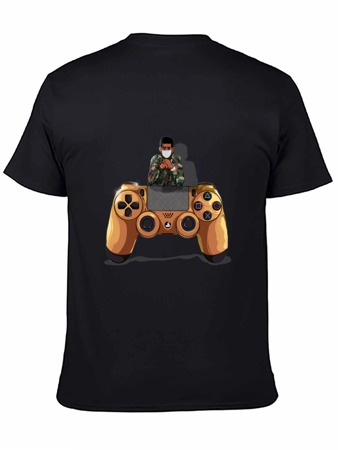 Gamer Style Black T-Shirt with Controller Design