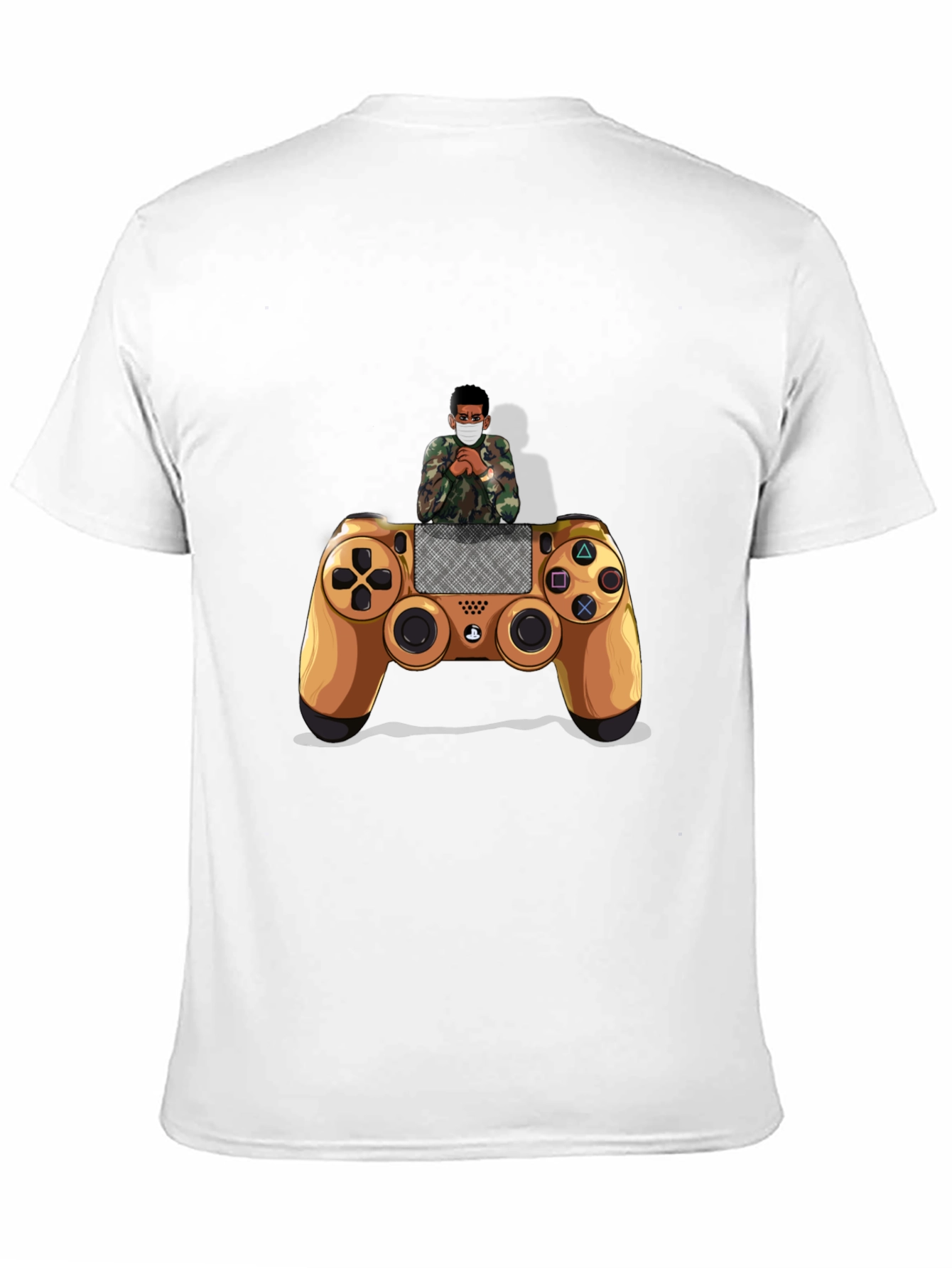 Gamer Style Black T-Shirt with Controller Design
