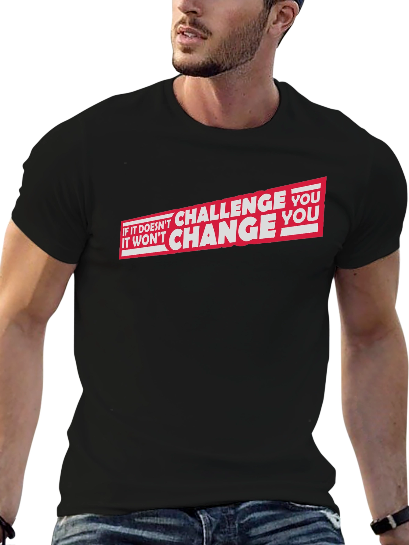 Motivational Challenge You Black Graphic T-Shirt