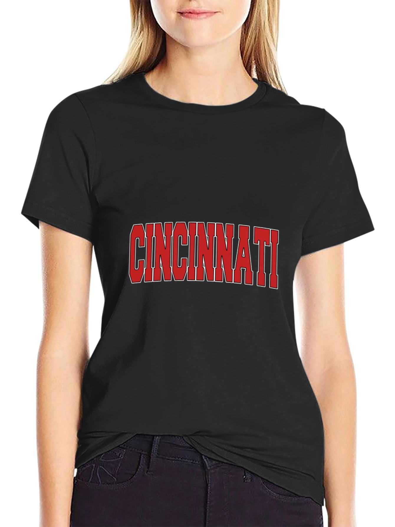 Cincinnati Reds Style Black T-Shirt