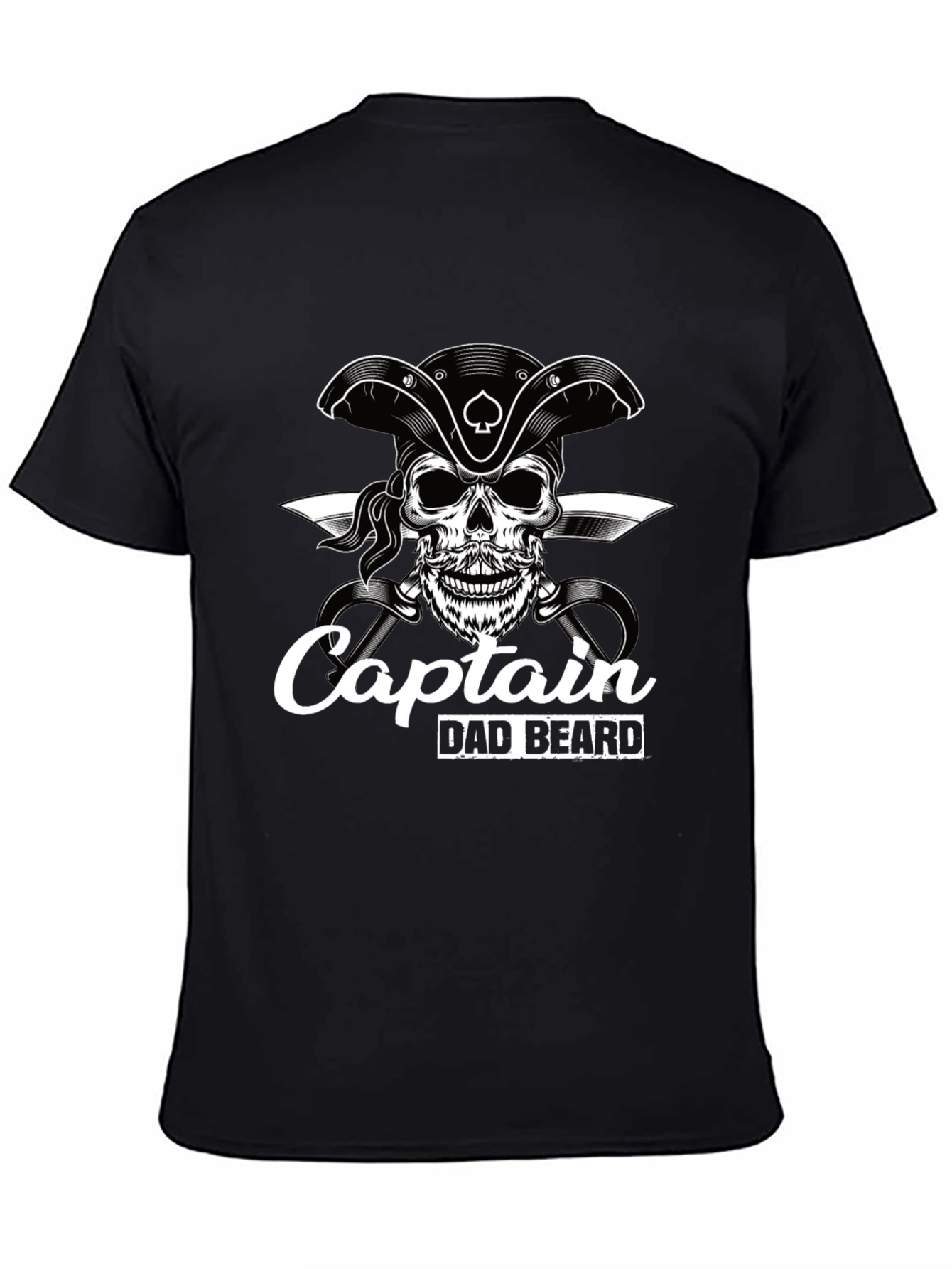 Captain Dad Beard Pirate Skull Graphic T-Shirt
