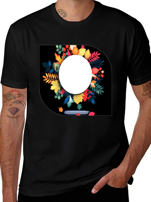 Autumn Leaves Graphic Black T-Shirt for Men