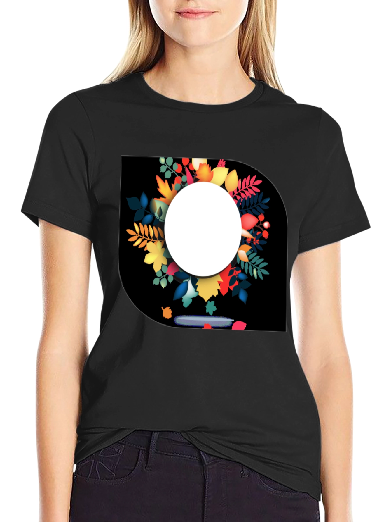 Autumn Leaves Graphic Black T-Shirt for Men