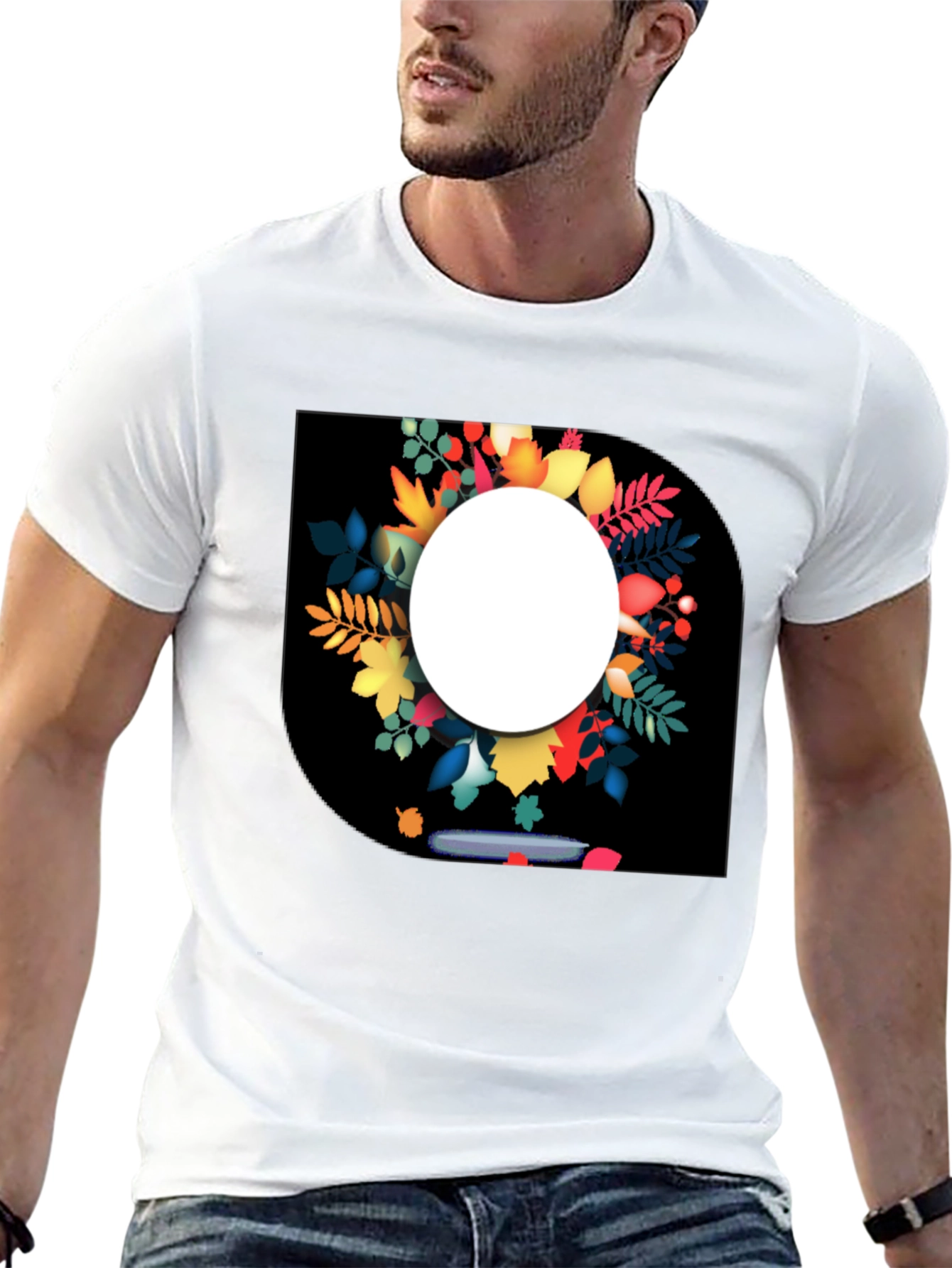 Autumn Leaves Graphic Black T-Shirt for Men