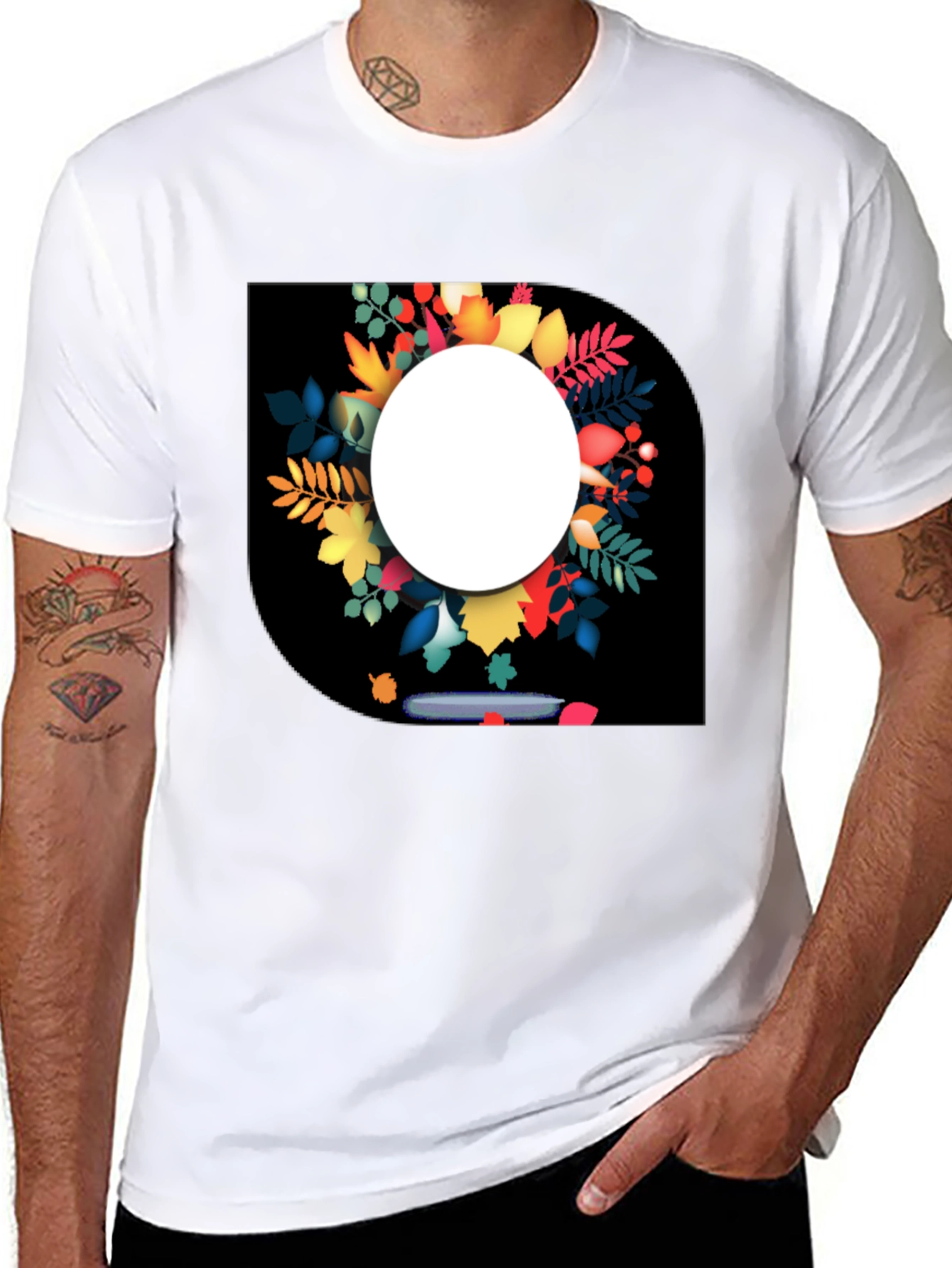Autumn Leaves Graphic Black T-Shirt for Men