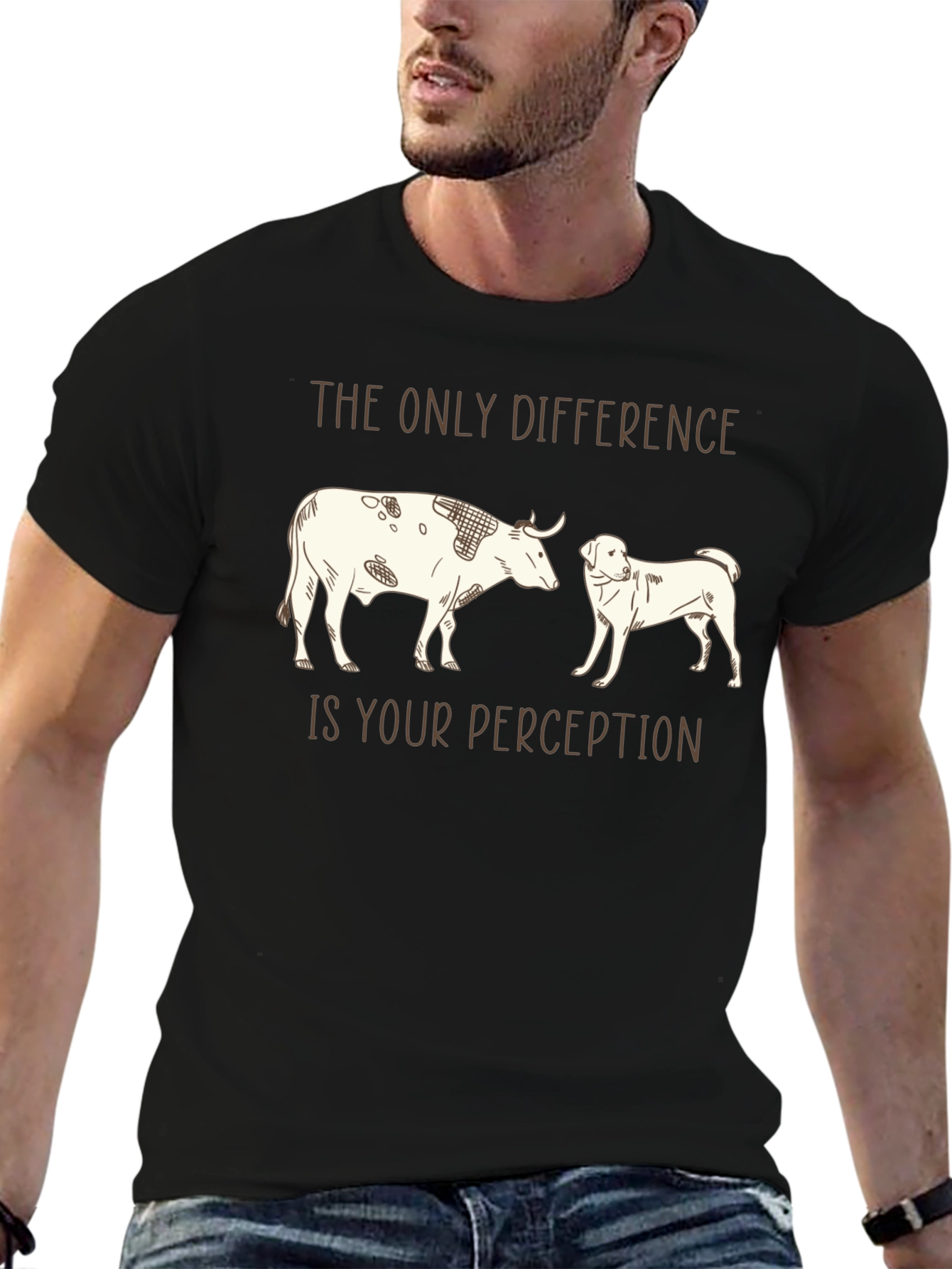 Perception Tee: Cow & Dog Graphic T-Shirt