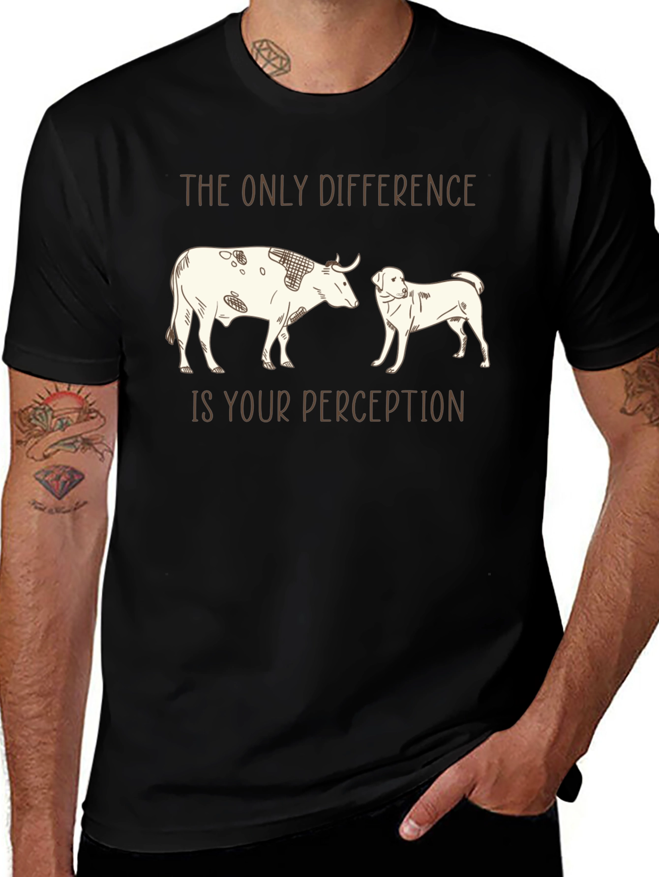 Perception Tee: Cow & Dog Graphic T-Shirt