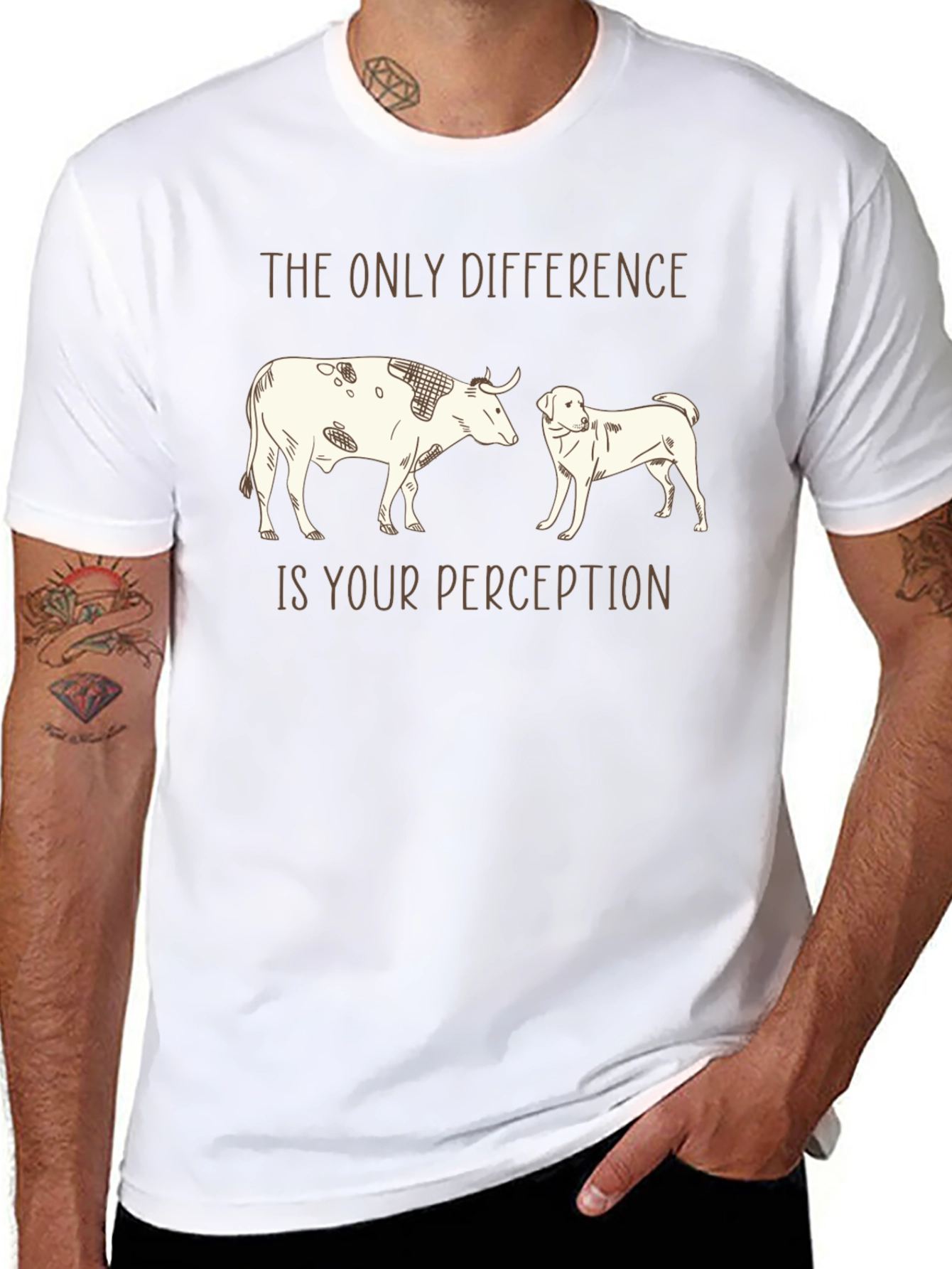 Perception Tee: Cow & Dog Graphic T-Shirt