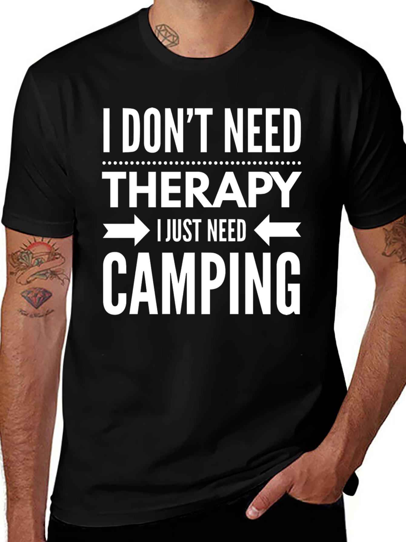 Camping Therapy T-Shirt - Black Graphic Tee