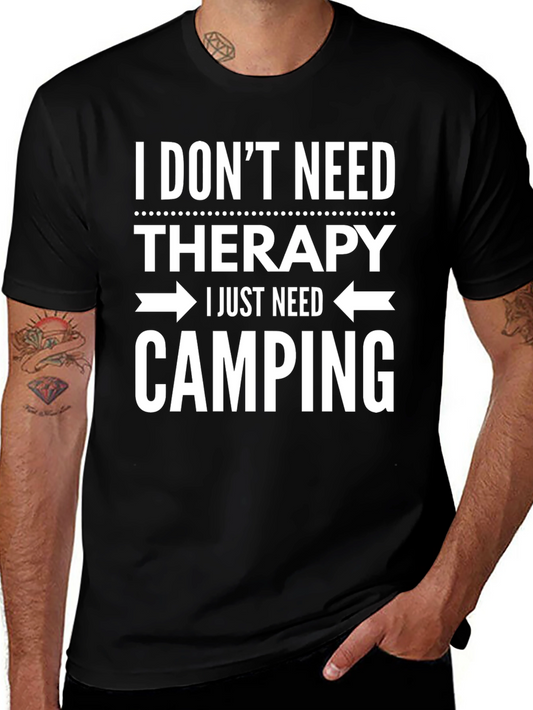 Camping Therapy T-Shirt - Black Graphic Tee