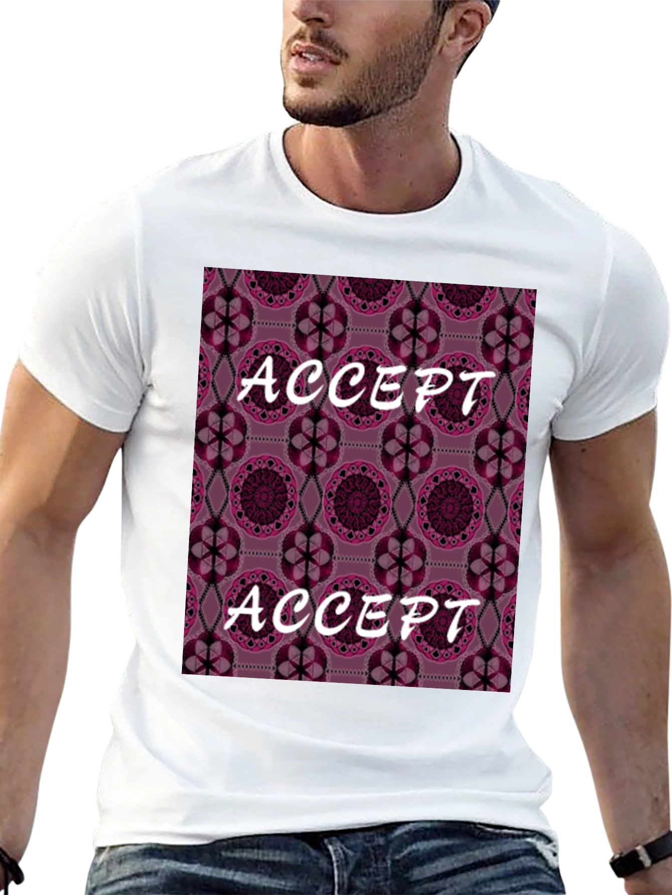 Accept Patterned Graphic Tee