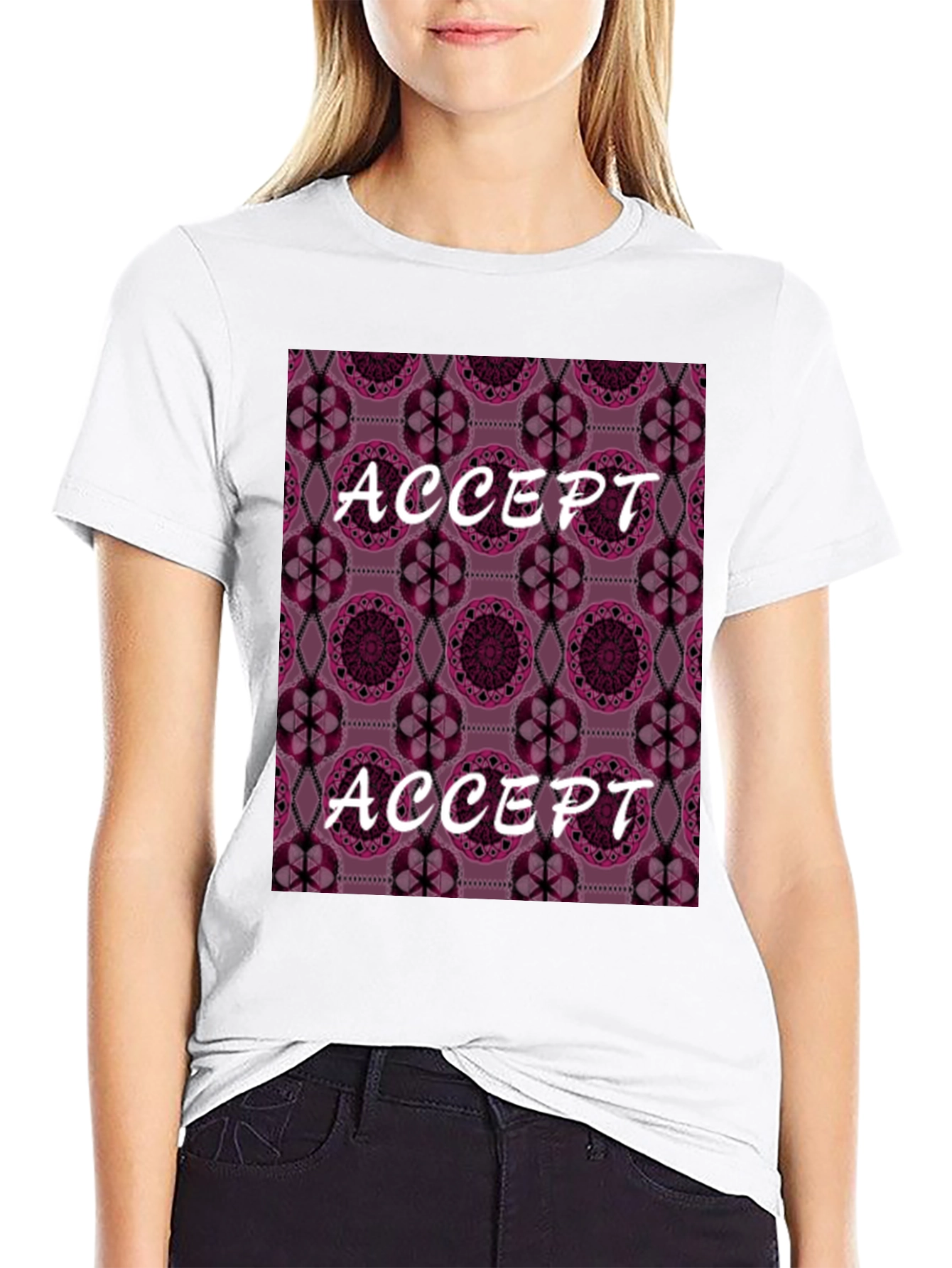 Accept Patterned Graphic Tee