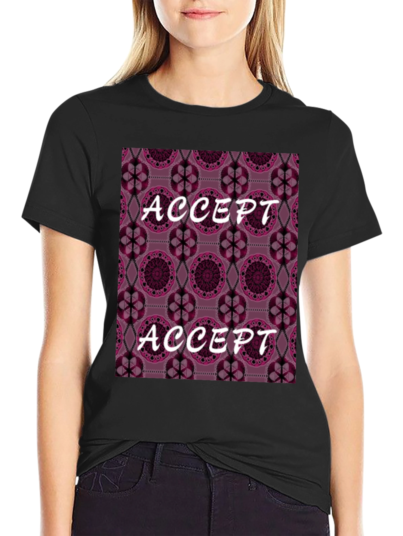 Accept Patterned Graphic Tee