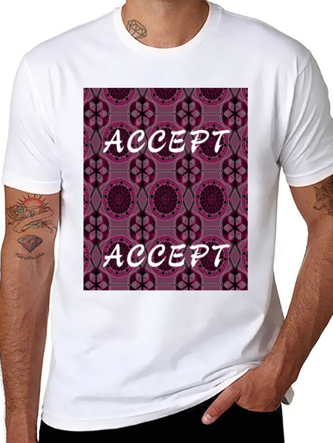 Accept Patterned Graphic Tee