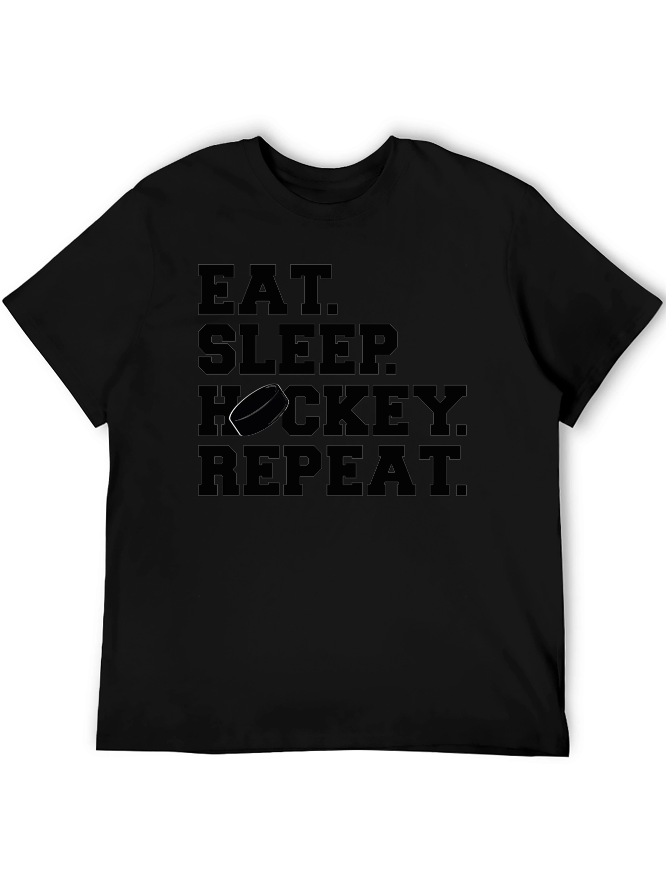 Eat Sleep Hockey Repeat Black T-Shirt
