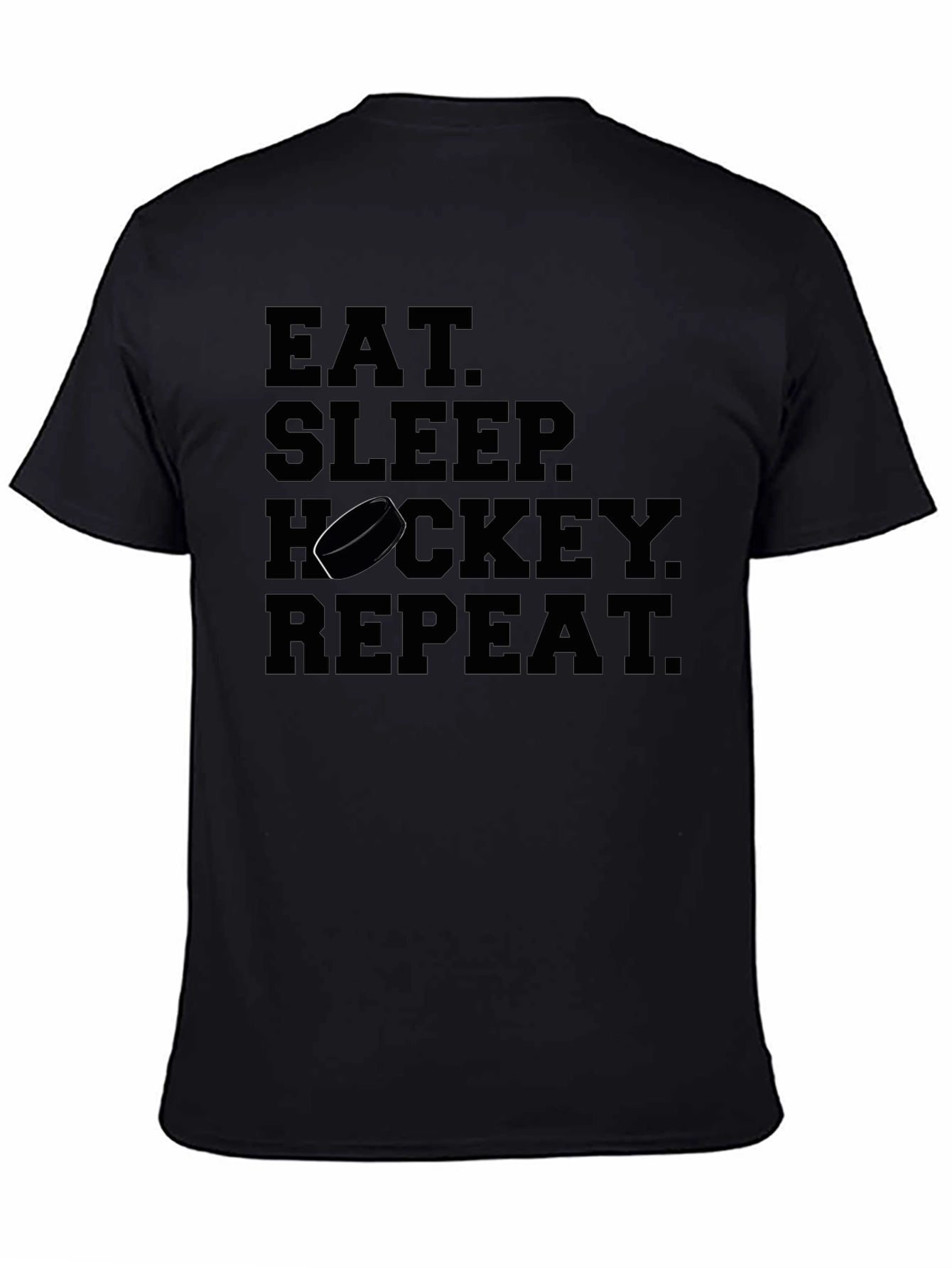 Eat Sleep Hockey Repeat Black T-Shirt