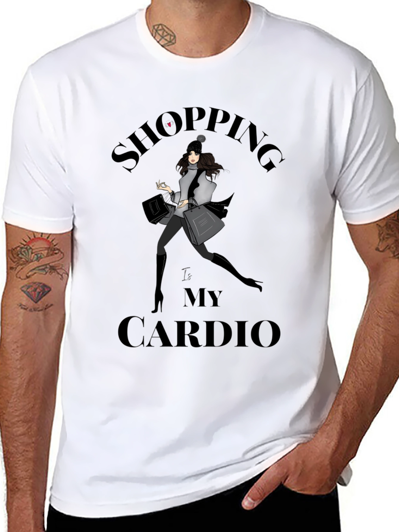 Shopping Is My Cardio Black Graphic Tee