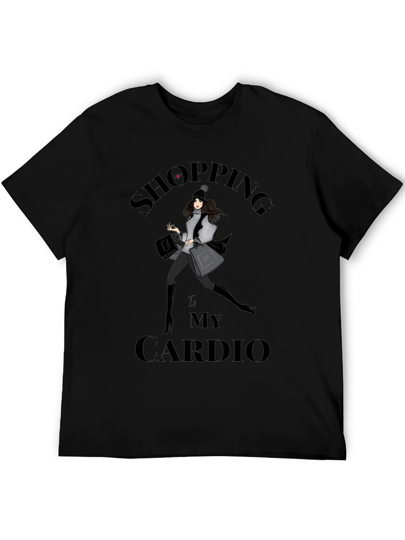 Shopping Is My Cardio Black Graphic Tee