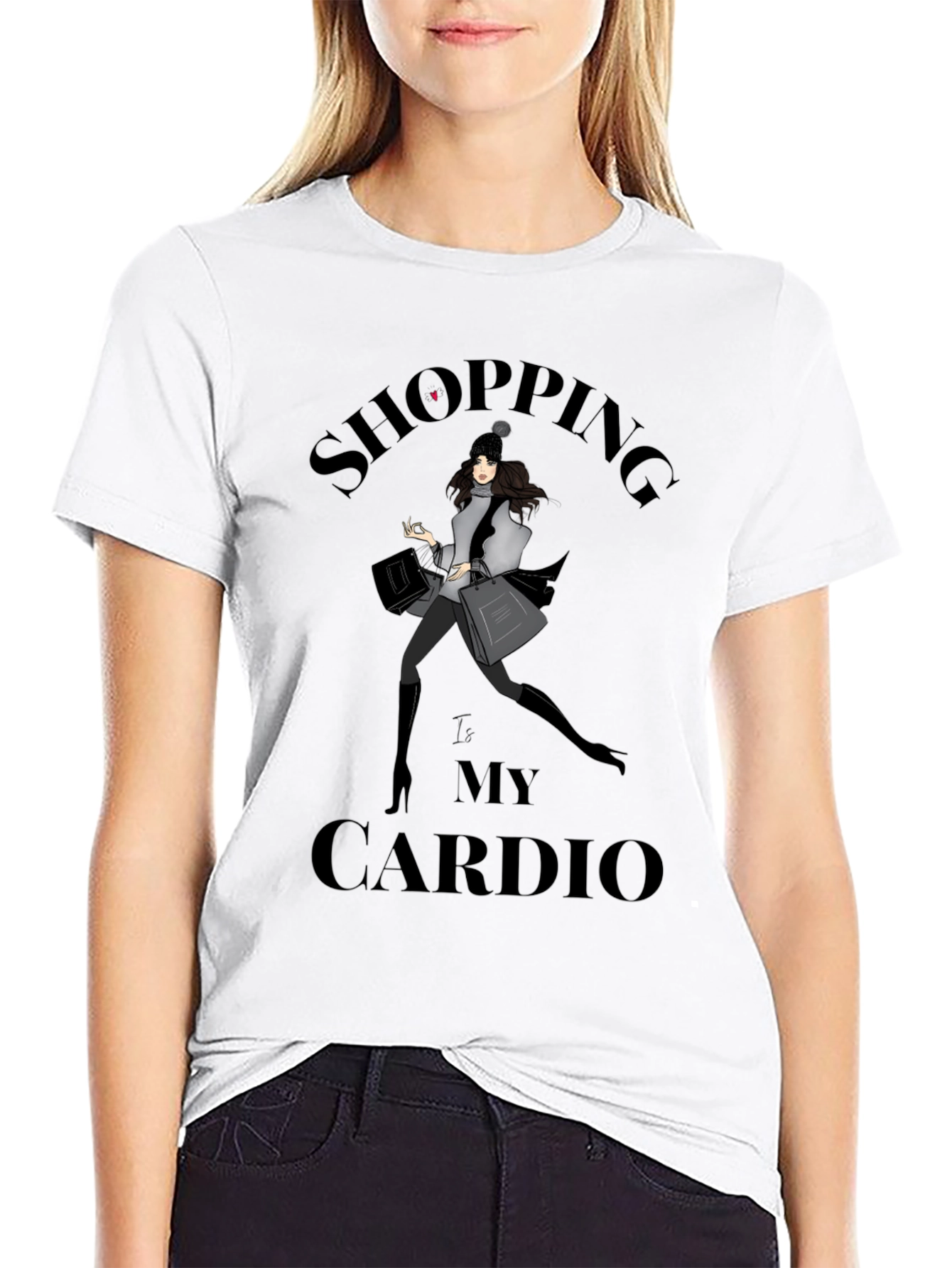 Shopping Is My Cardio Black Graphic Tee