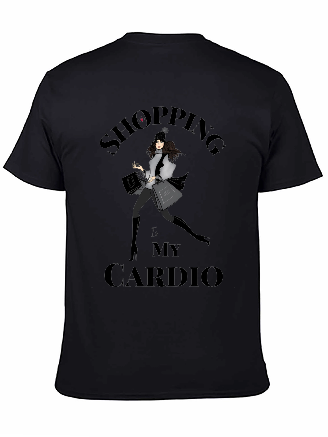 Shopping Is My Cardio Black Graphic Tee