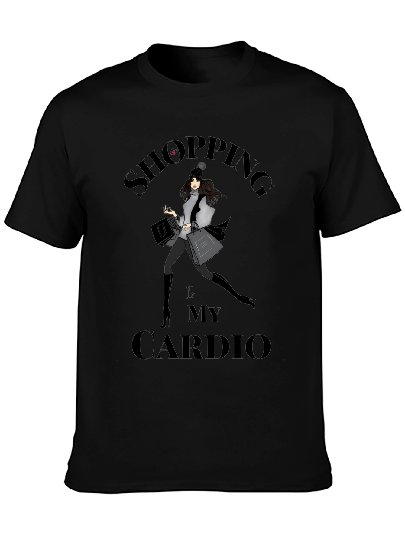 Shopping Is My Cardio Black Graphic Tee