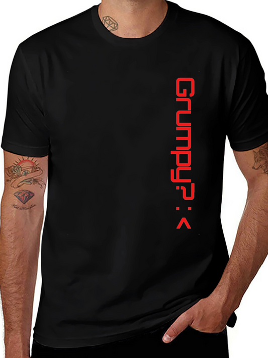 Grumpy? Red Print Black Tee