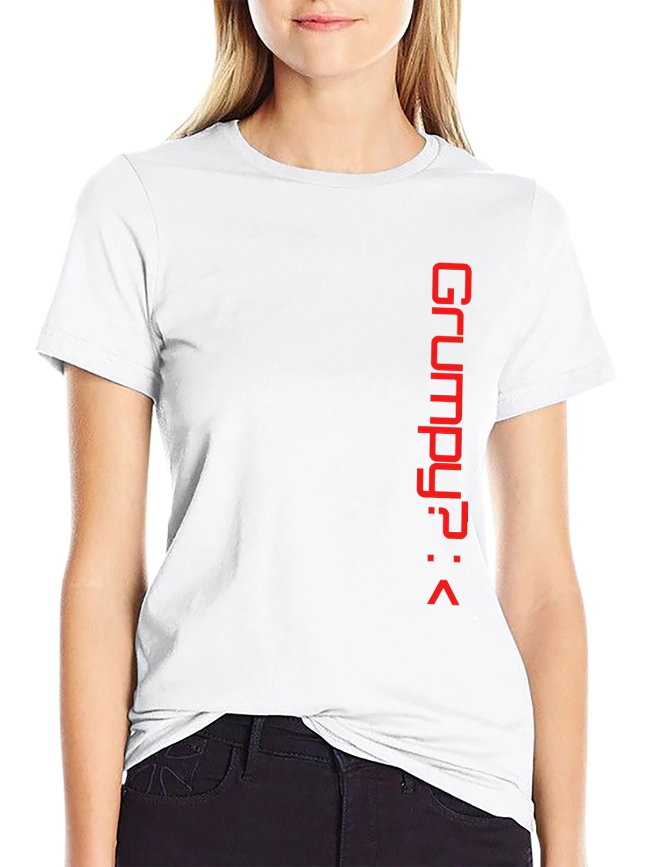 Grumpy? Red Print Black Tee