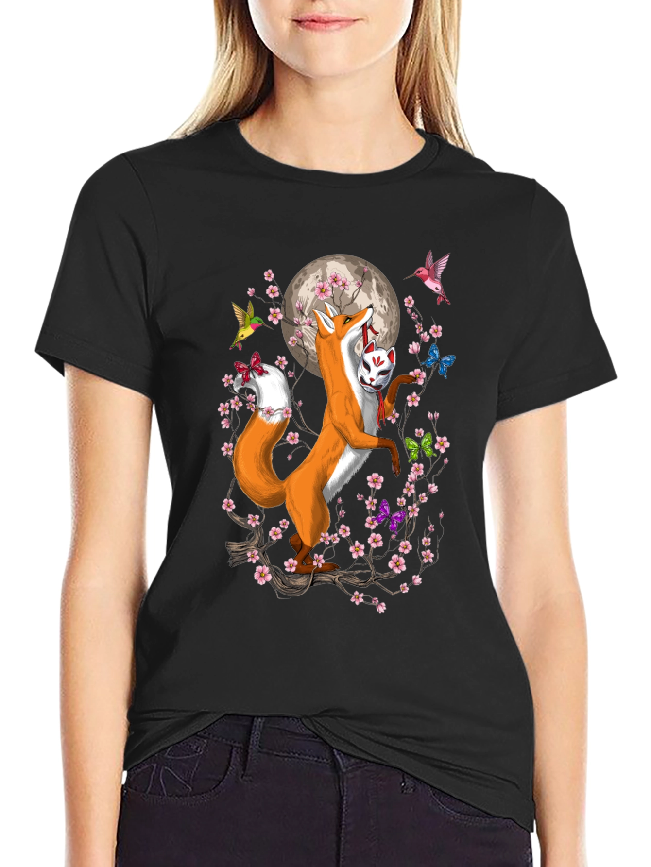 Fox Mask Cherry Blossom T-Shirt