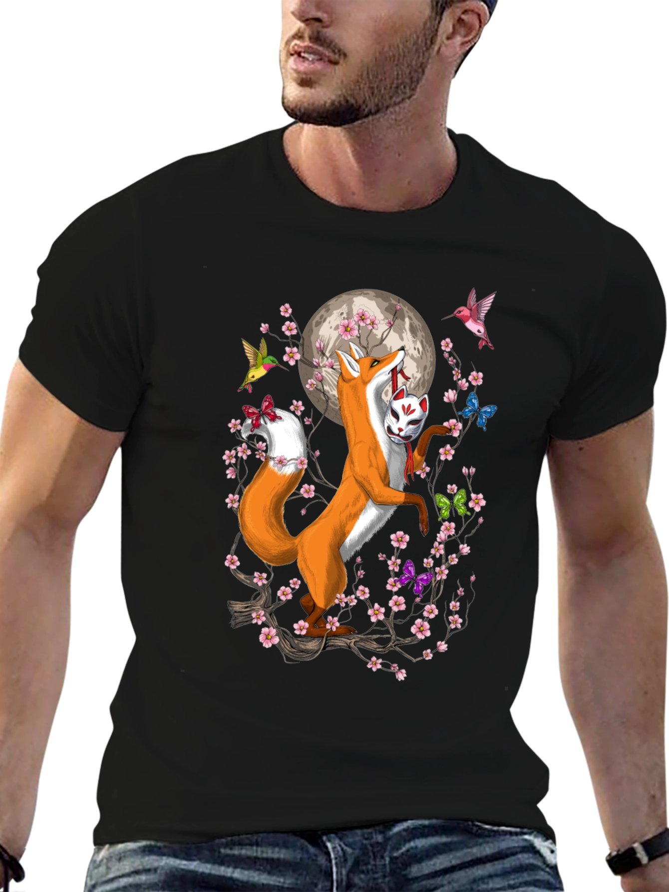 Fox Mask Cherry Blossom T-Shirt