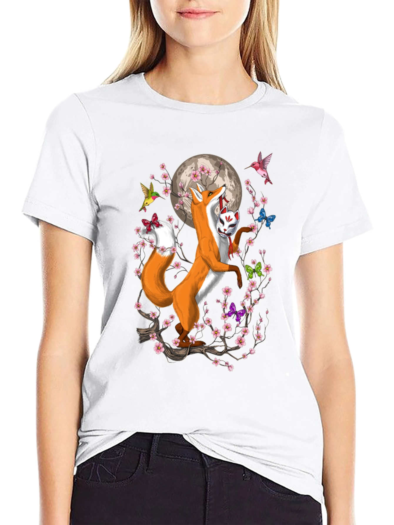 Fox Mask Cherry Blossom T-Shirt