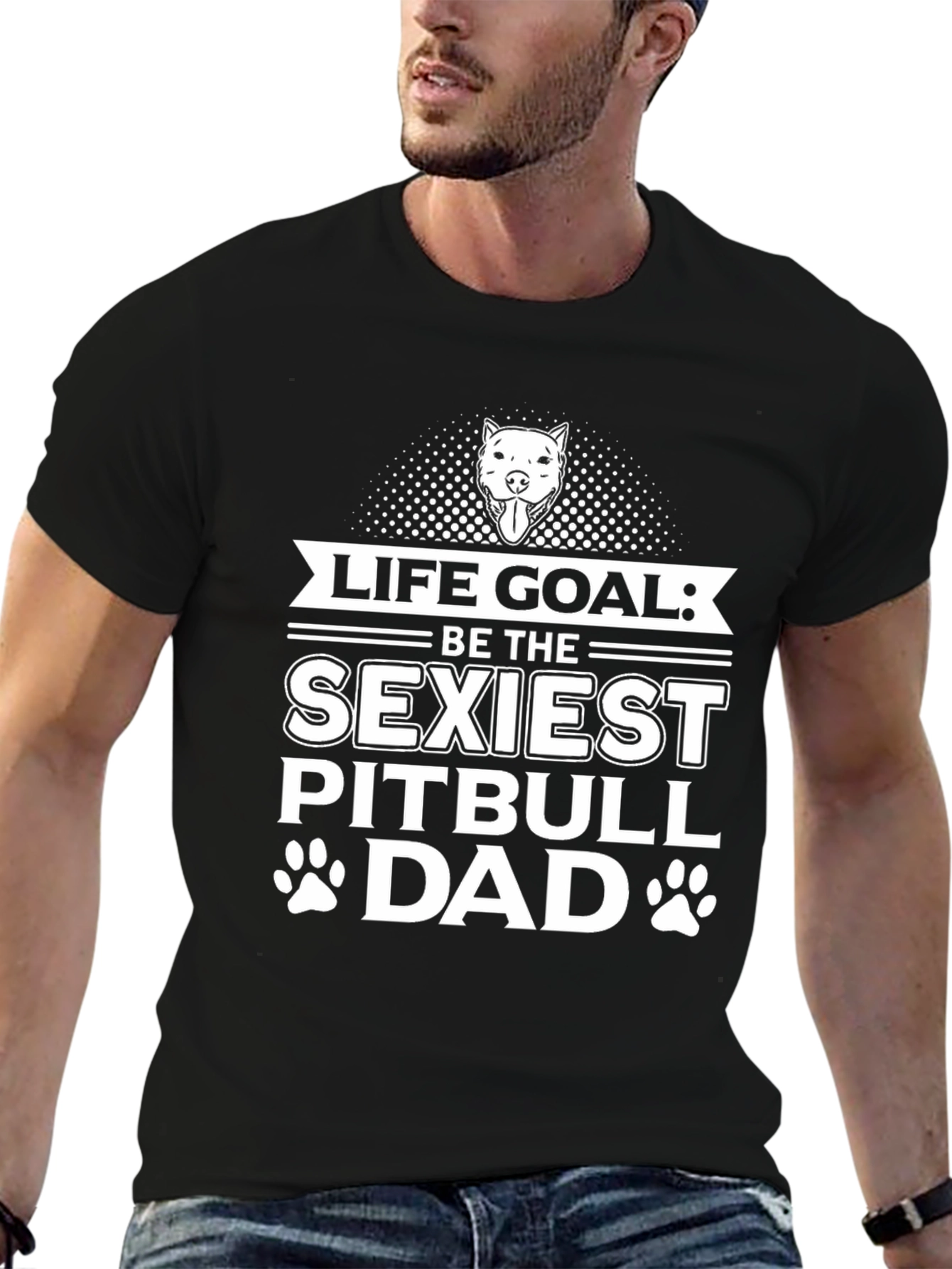Sexiest Pitbull Dad Graphic Tee - Black