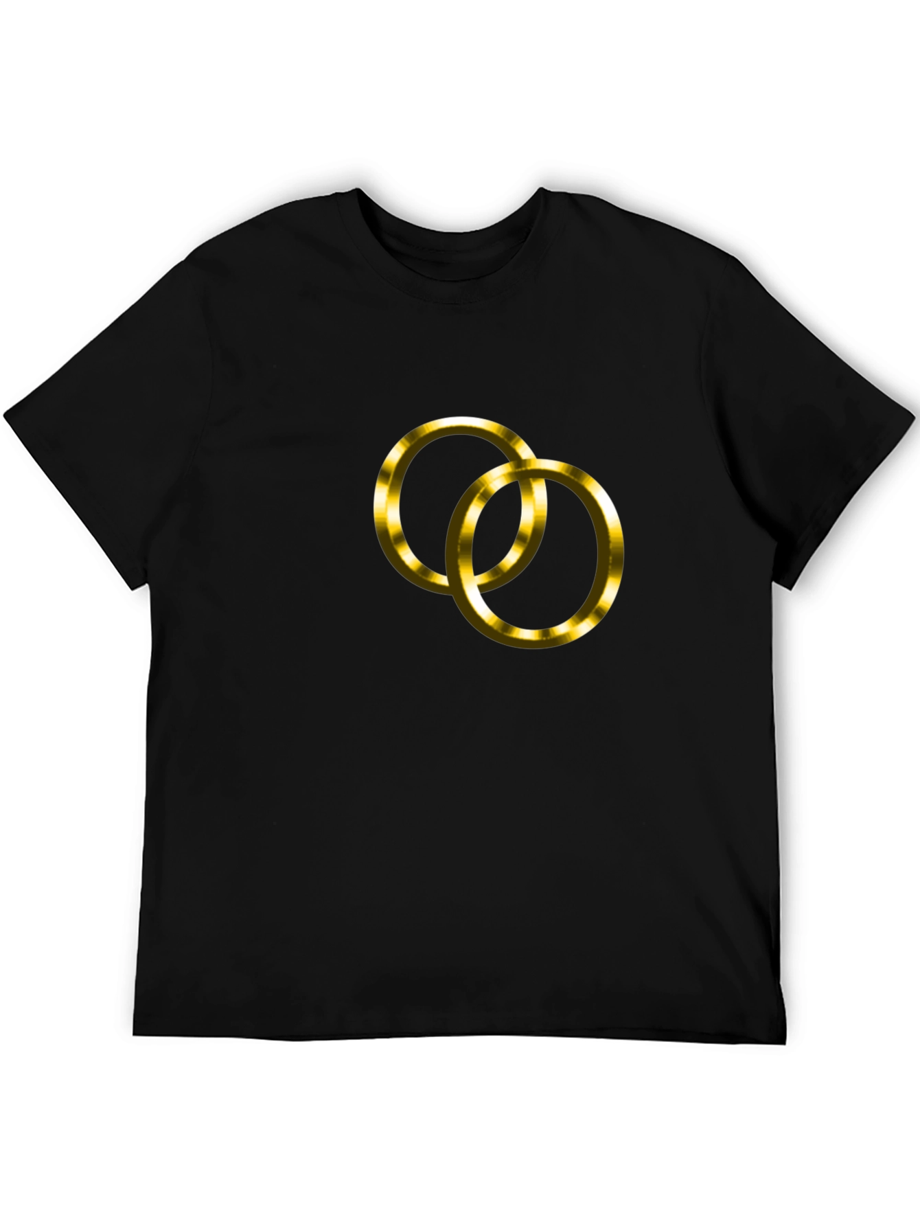 Black T-Shirt with Golden Wedding Rings Design