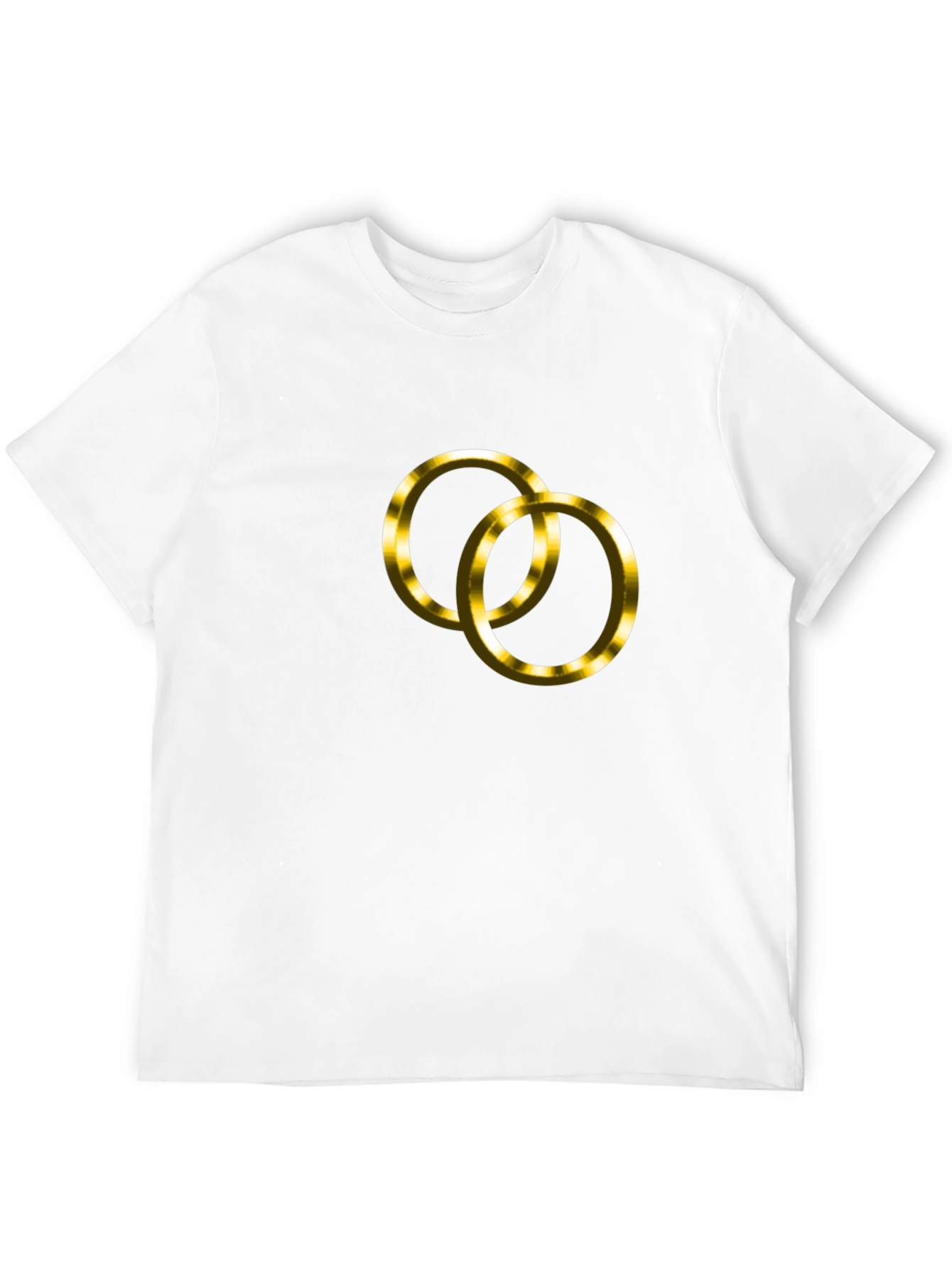 Black T-Shirt with Golden Wedding Rings Design