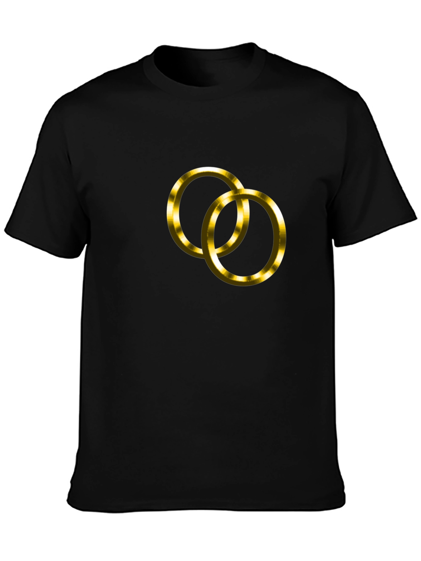 Black T-Shirt with Golden Wedding Rings Design