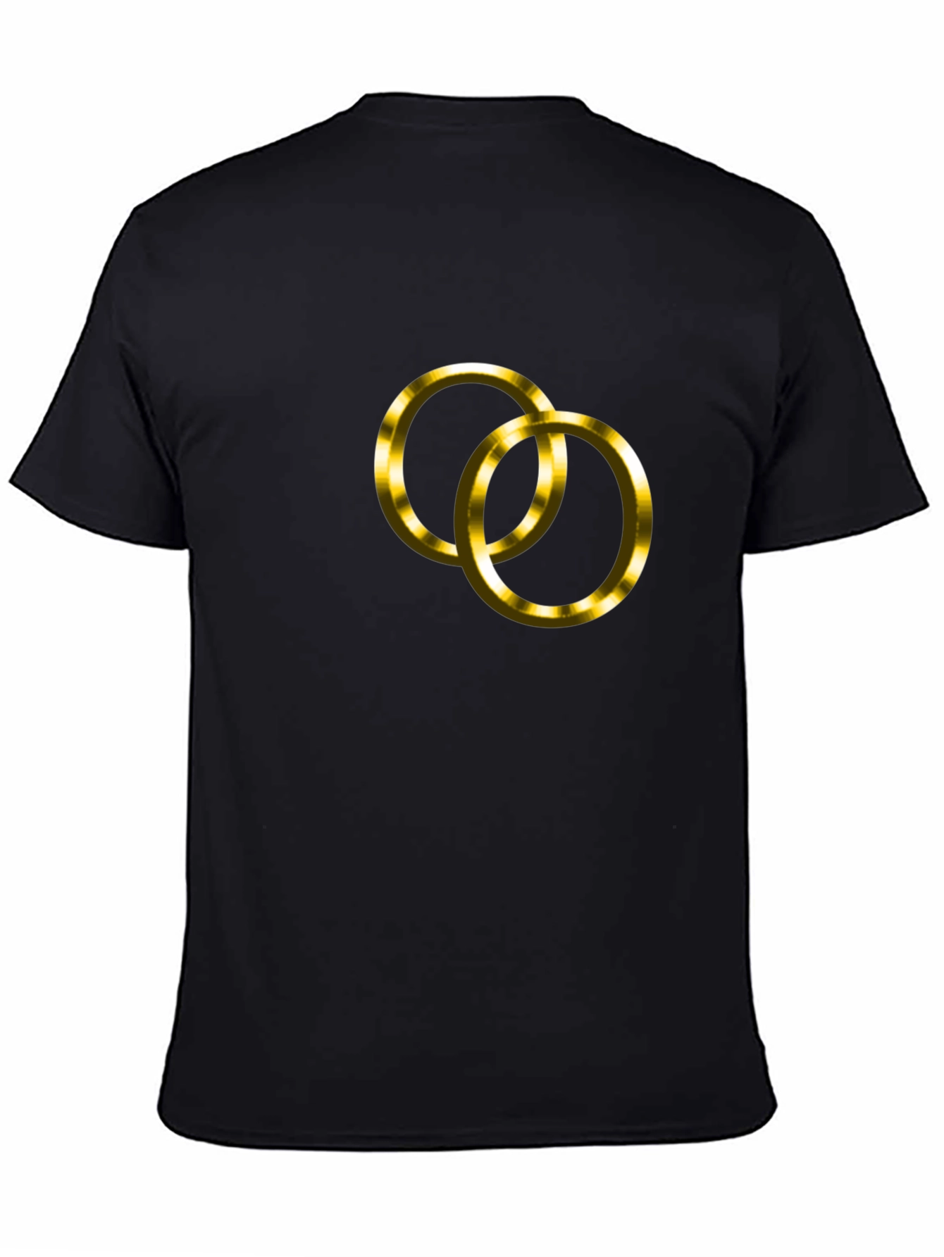Black T-Shirt with Golden Wedding Rings Design