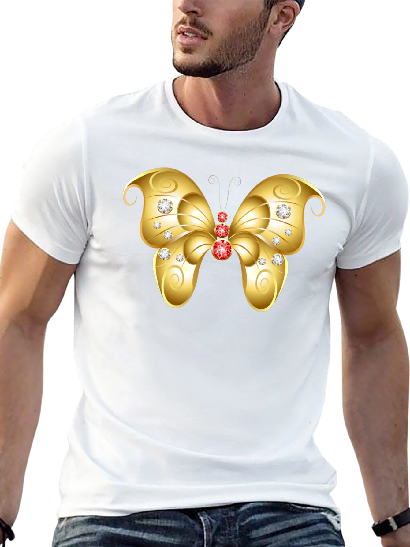 Butterfly Gem Tee - Black Cotton T-Shirt
