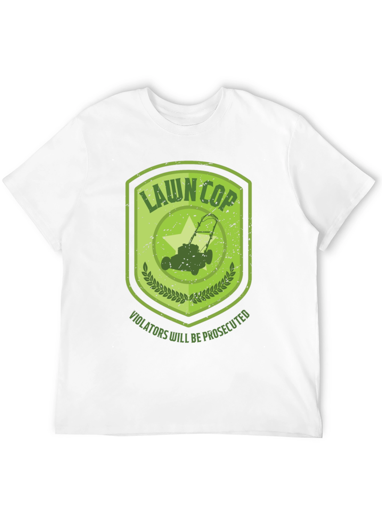 Lawn Cop Graphic T-Shirt - Funny Lawnmower Design
