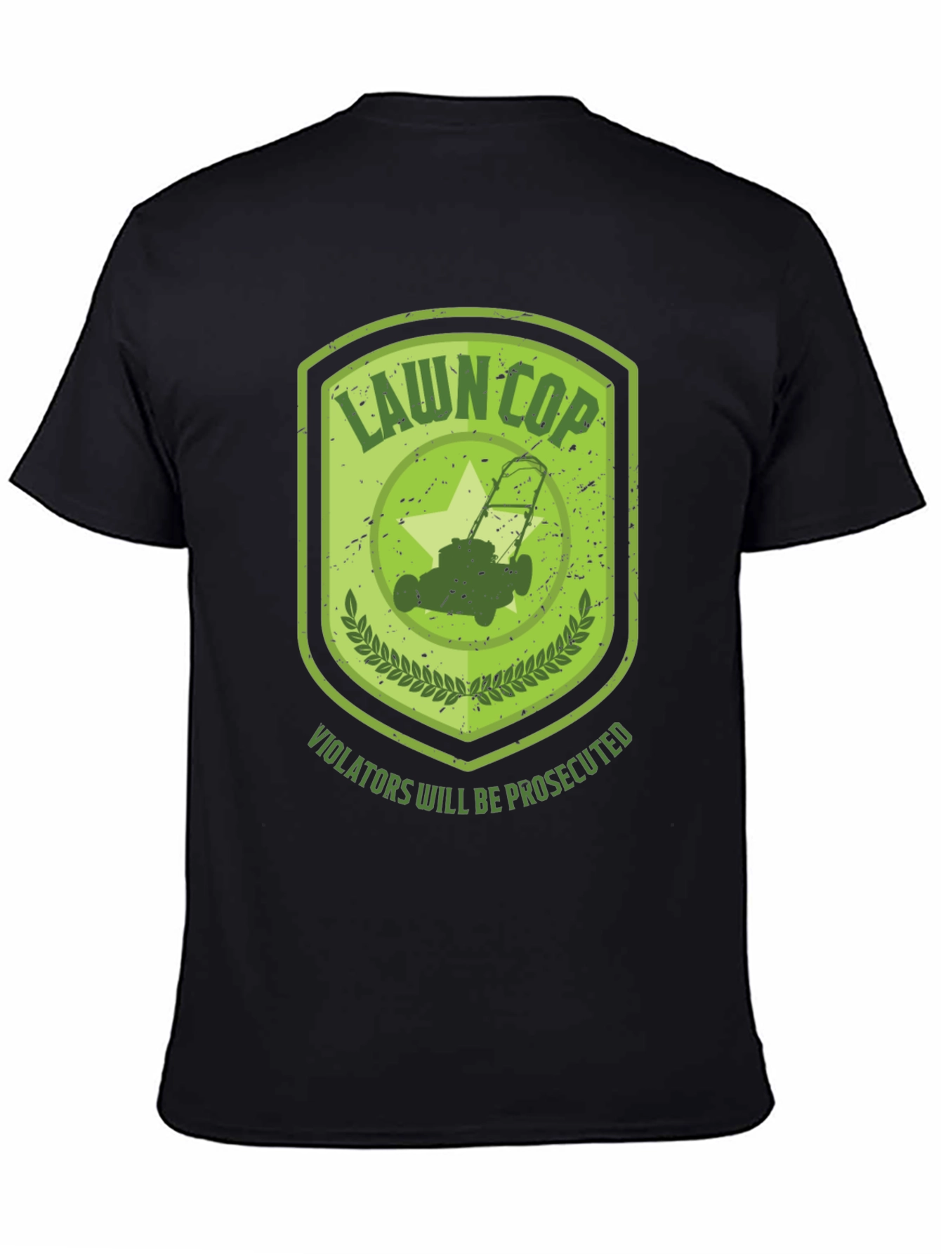 Lawn Cop Graphic T-Shirt - Funny Lawnmower Design