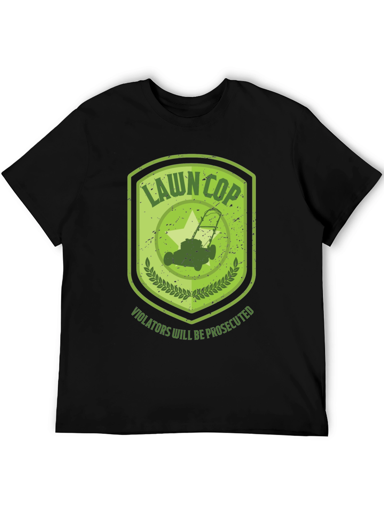Lawn Cop Graphic T-Shirt - Funny Lawnmower Design