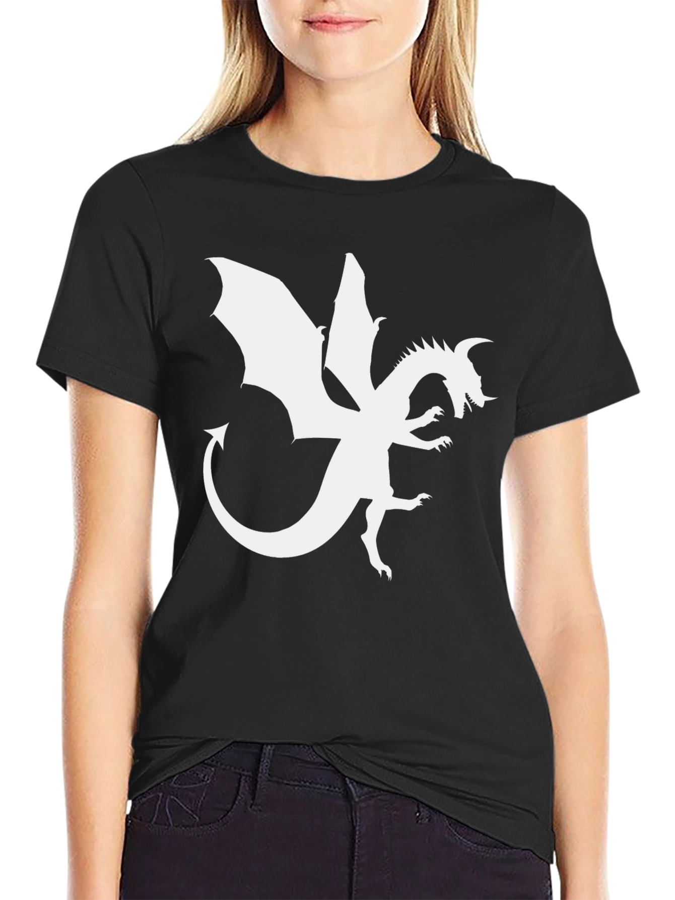 Dragon Graphic Tee - Black Cotton Blend T-Shirt