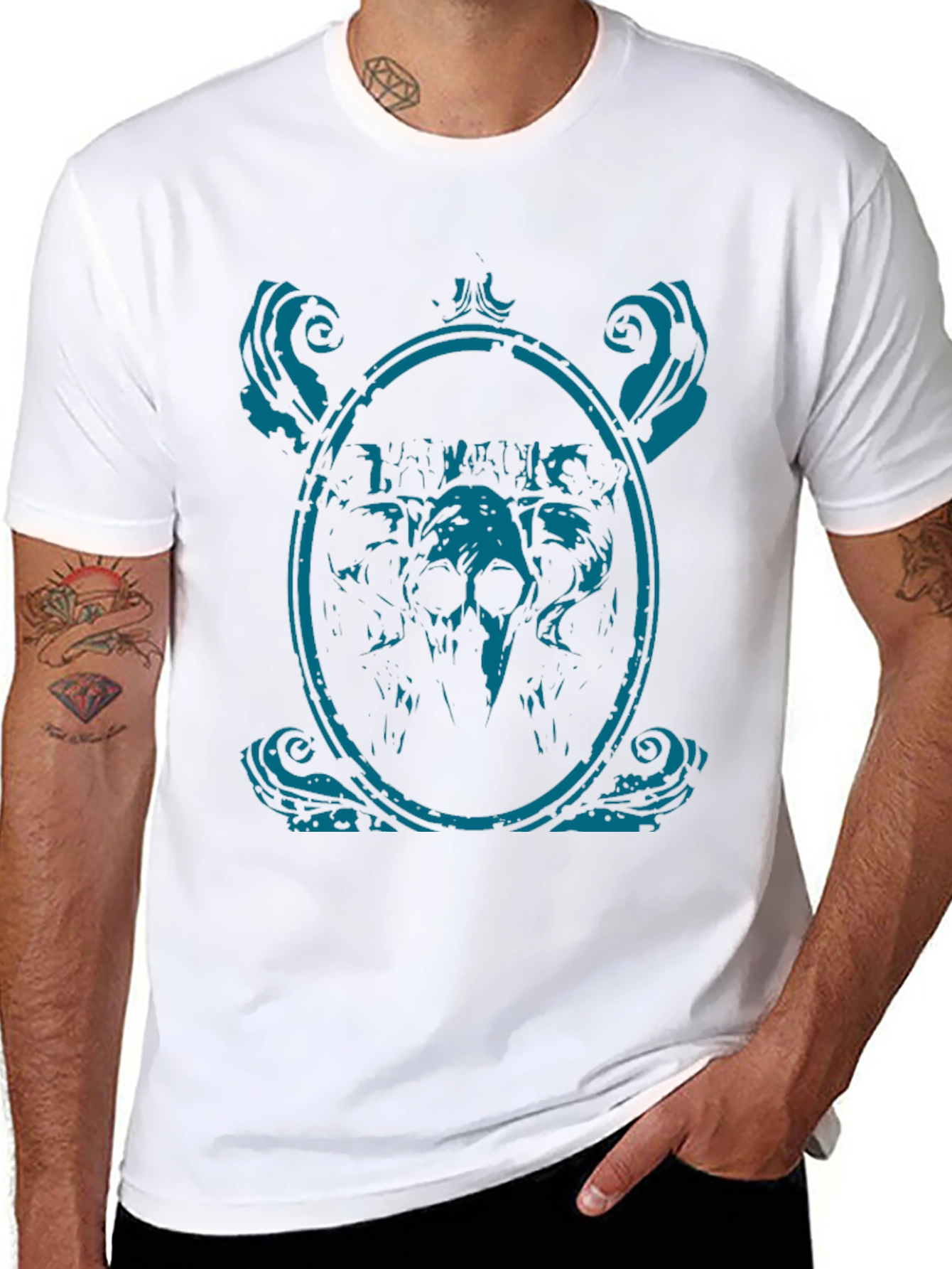 Skull Framed Graphic Tee - Mens Black T-Shirt